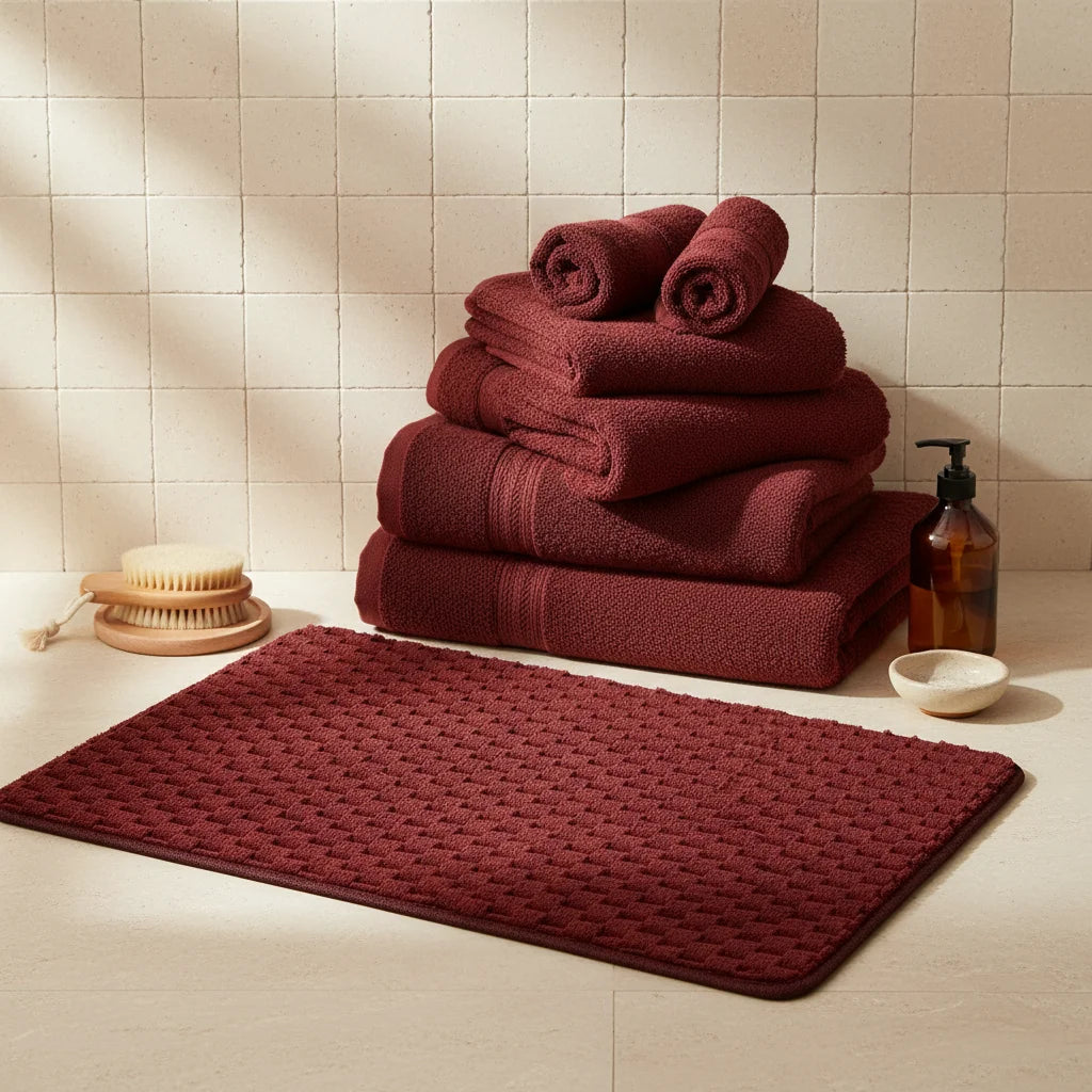 Tapis De Bain Antidérapant Grande Taille Bordeaux Profond