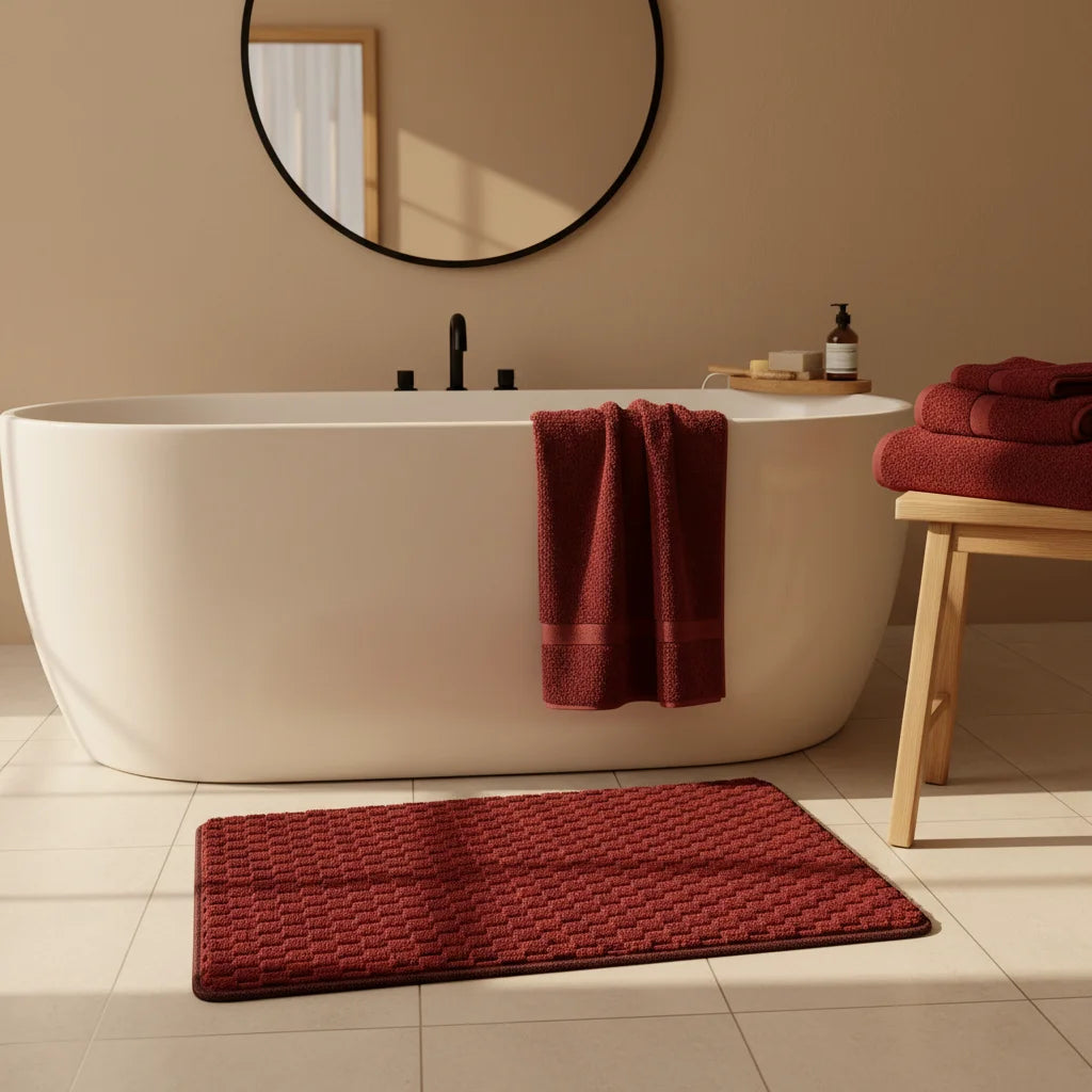 Tapis De Bain Antidérapant Grande Taille Bordeaux Profond