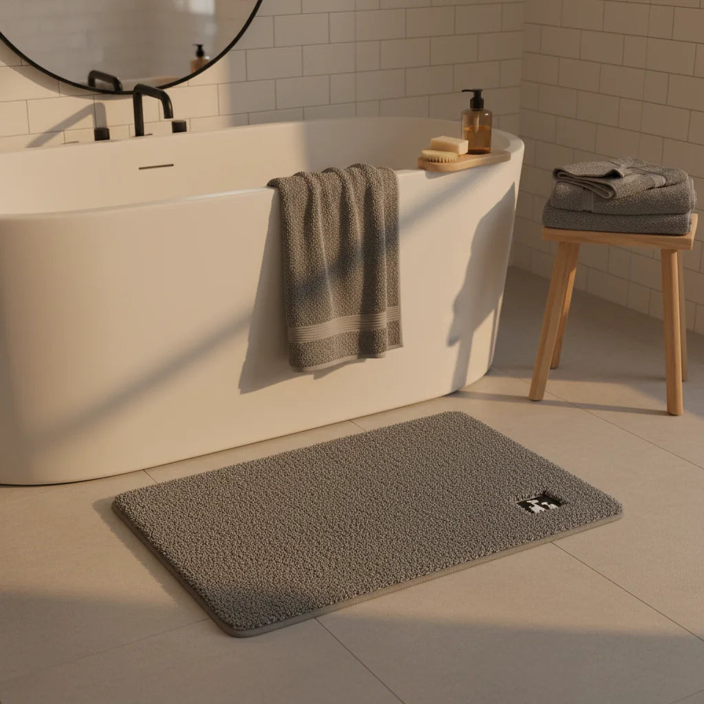 Tapis de Bain Antidérapant Gris 80x120cm