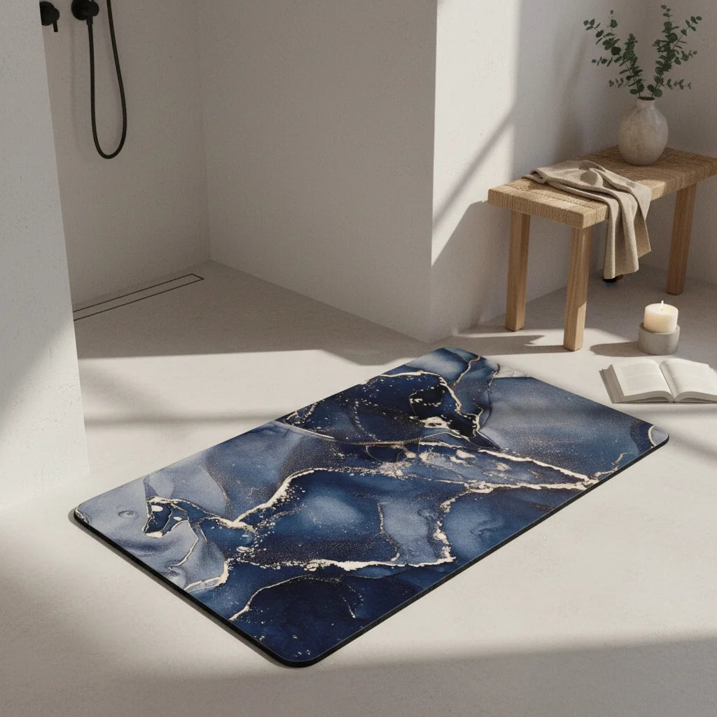 Tapis de Bain Antidérapant Haut de Gamme Marbre Nocturne
