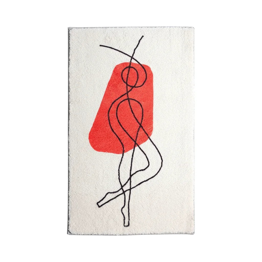 Tapis de Bain Art Abstrait Robe Rouge