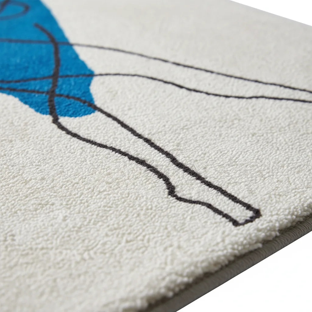 Tapis de Bain Art Abstrait Robe Bleue