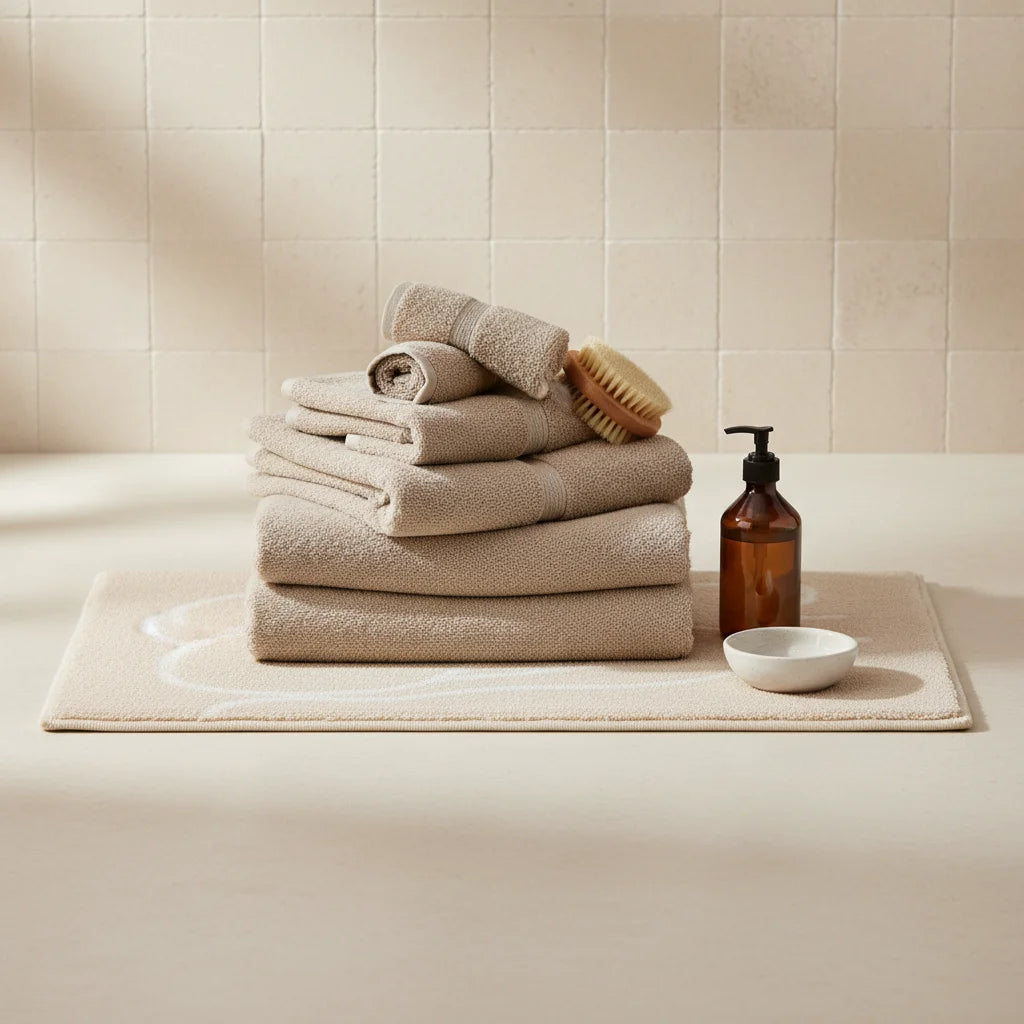 Tapis de Bain Art Abstrait Courbes Naturelles