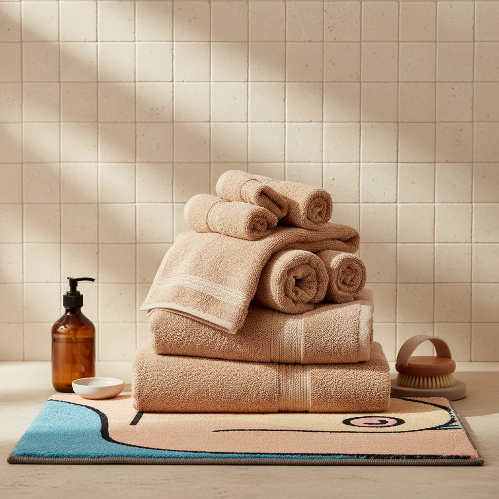 Tapis de Bain Art Abstrait Silhouette Turquoise