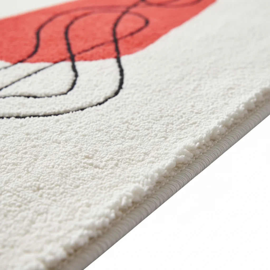 Tapis de Bain Art Abstrait Robe Rouge