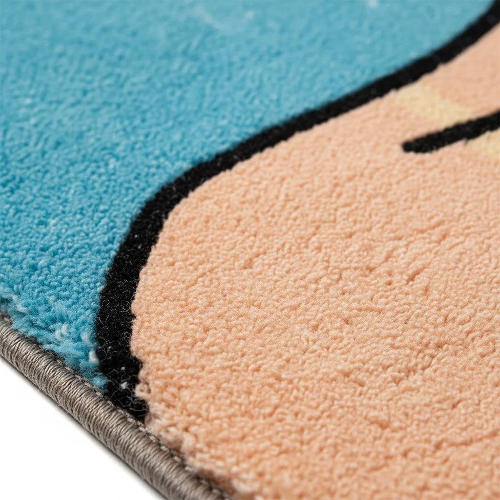 Tapis de Bain Art Abstrait Silhouette Turquoise