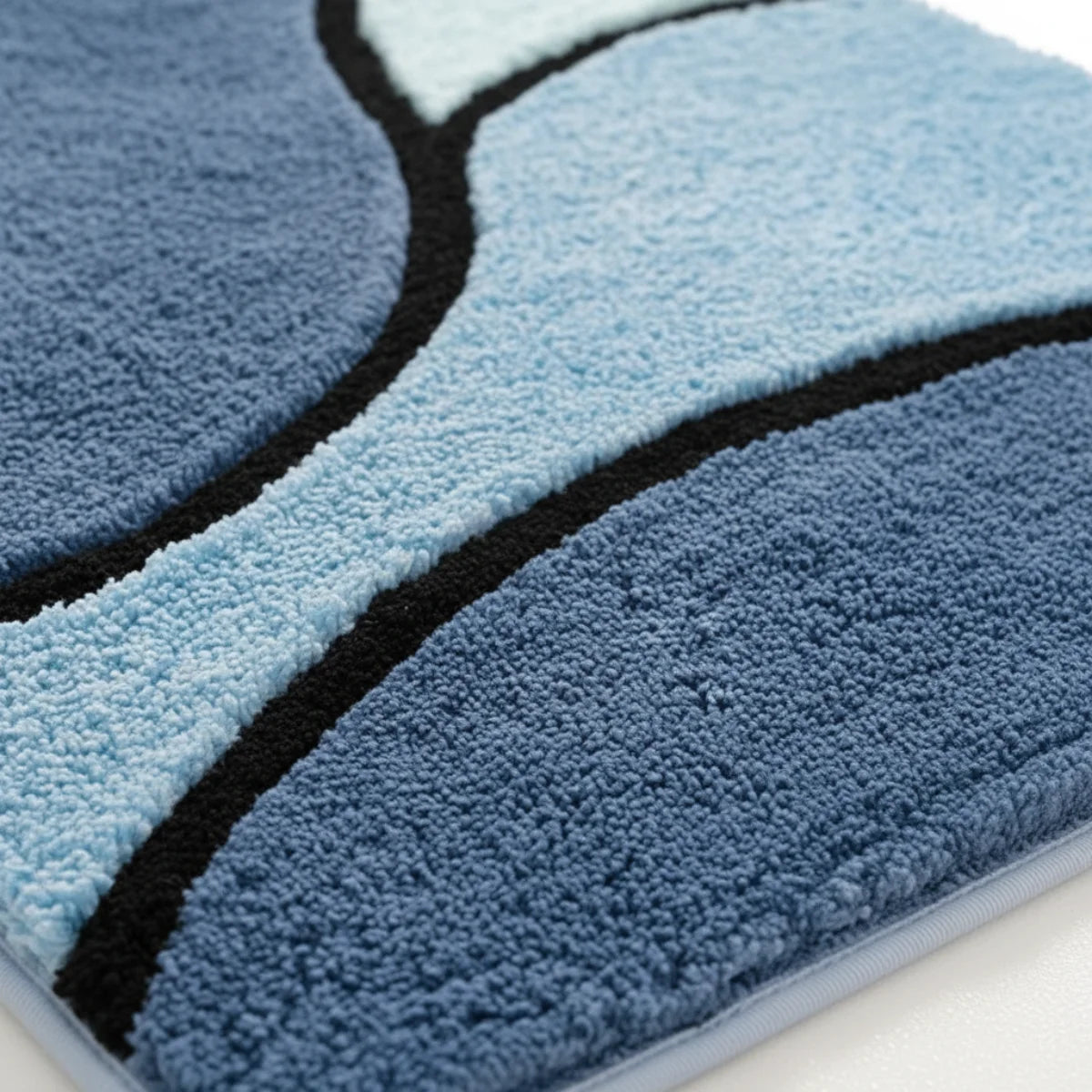 Tapis de Bain Art Déco Courbes Marines