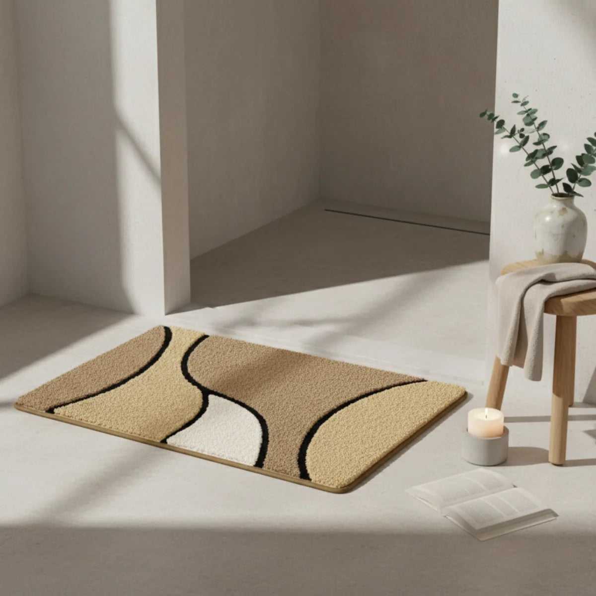 Tapis de Bain Art Déco Courbes Naturelles