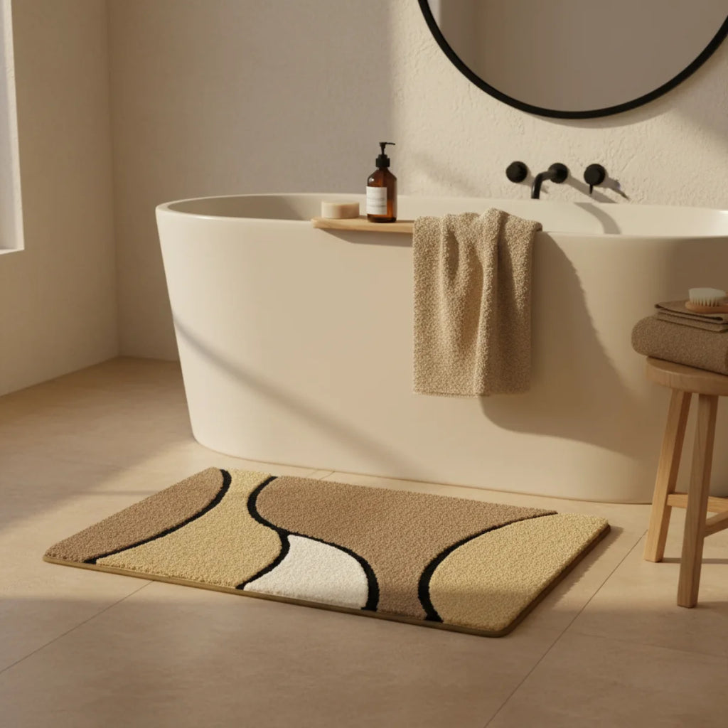 Tapis de Bain Art Déco Courbes Naturelles