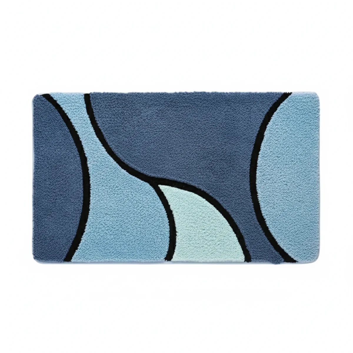 Tapis de Bain Art Déco Courbes Marines