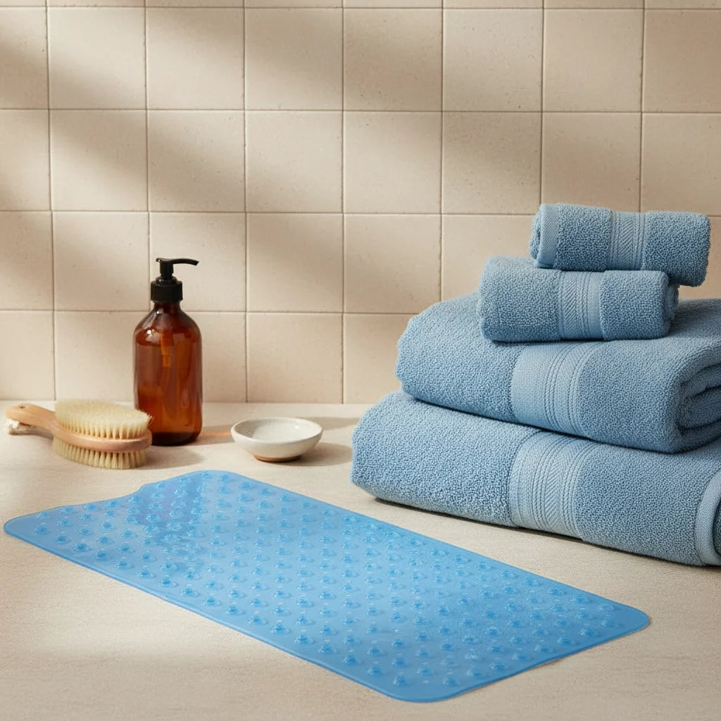 Tapis de Bain Baignoire Bleu Transparent