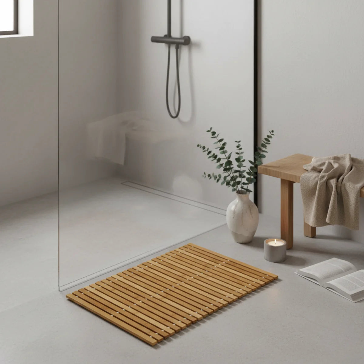 Tapis De Bain Bambou Naturel