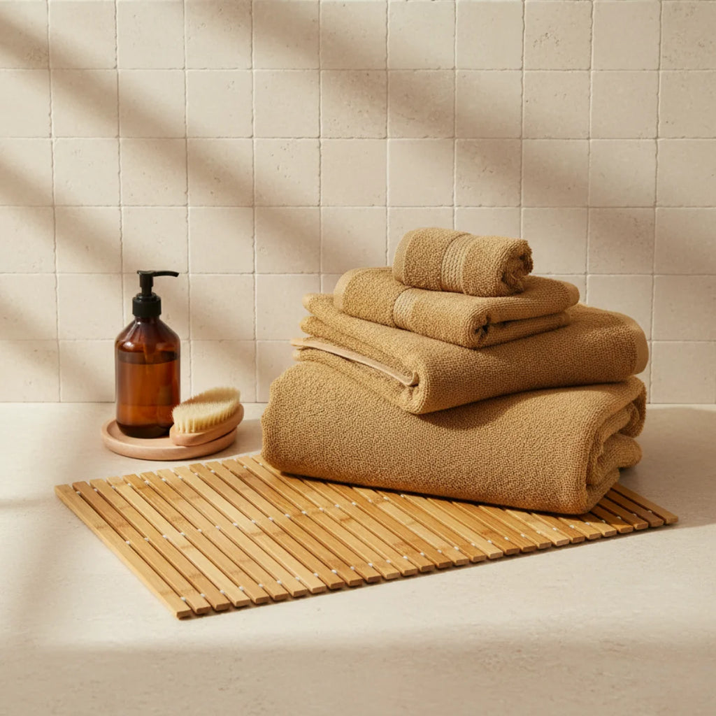 Tapis De Bain Bambou Naturel