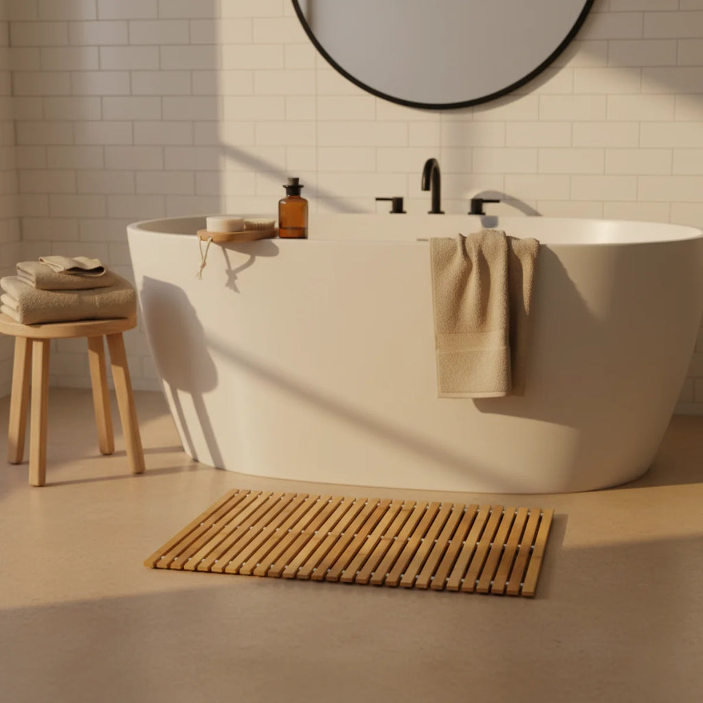 Tapis De Bain Bambou Naturel