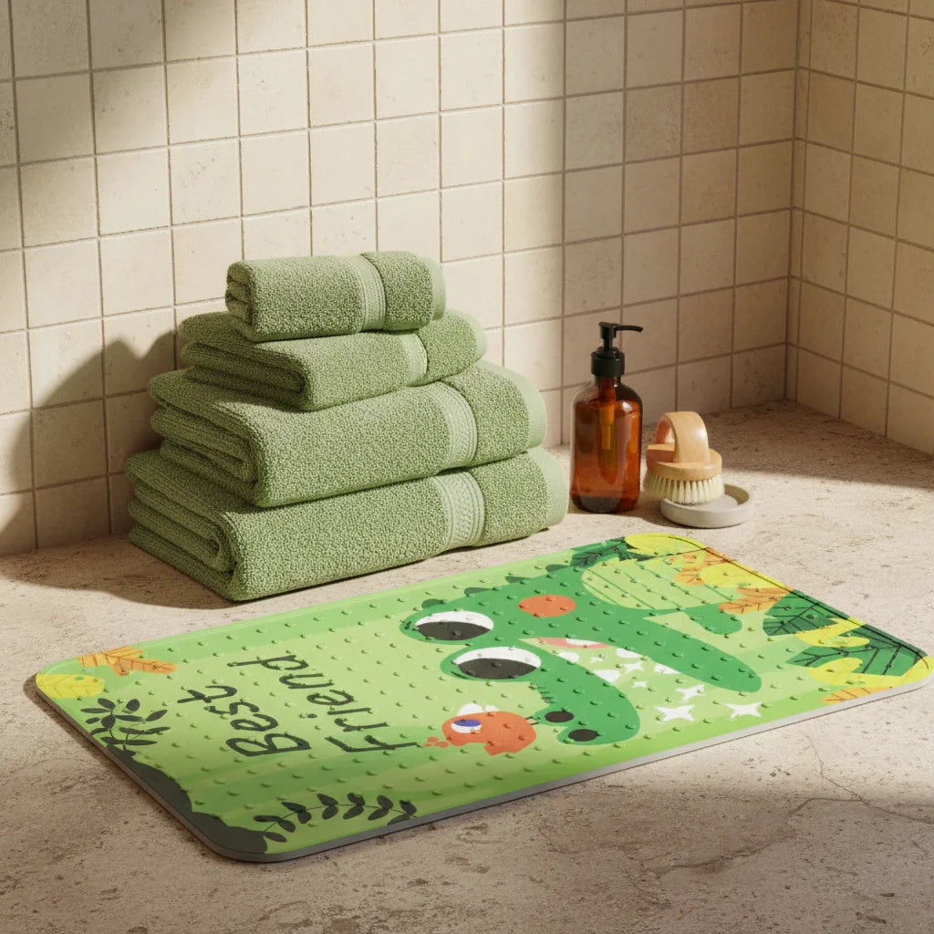 Tapis De Bain Bébé Anti Moisissure Croco Rigolo