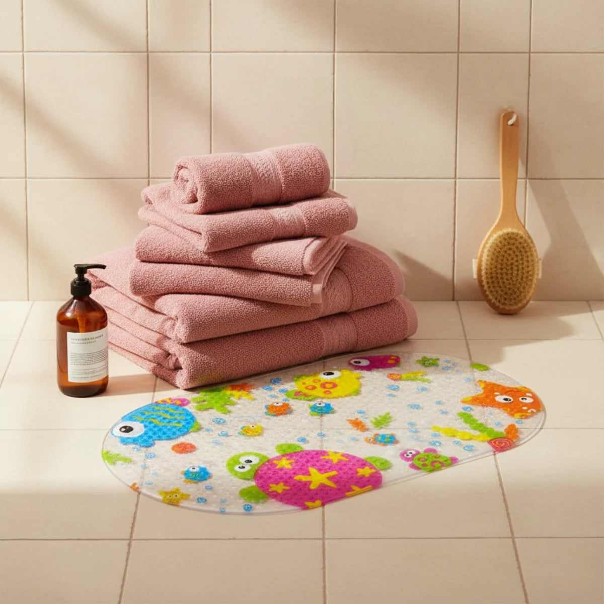 Tapis De Bain Bébé Baignoire Poissons Multicolores