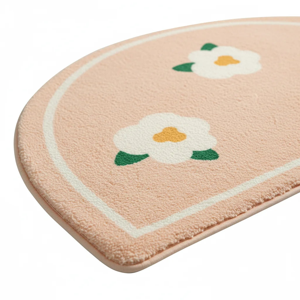 Tapis de Bain Beige et Blanc