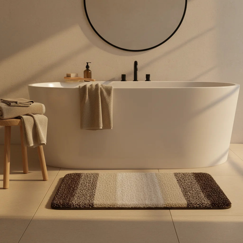 Tapis De Bain Beige & Marron