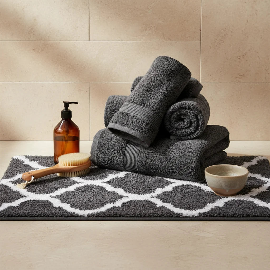 Tapis de Bain Berbère Gris Anthracite