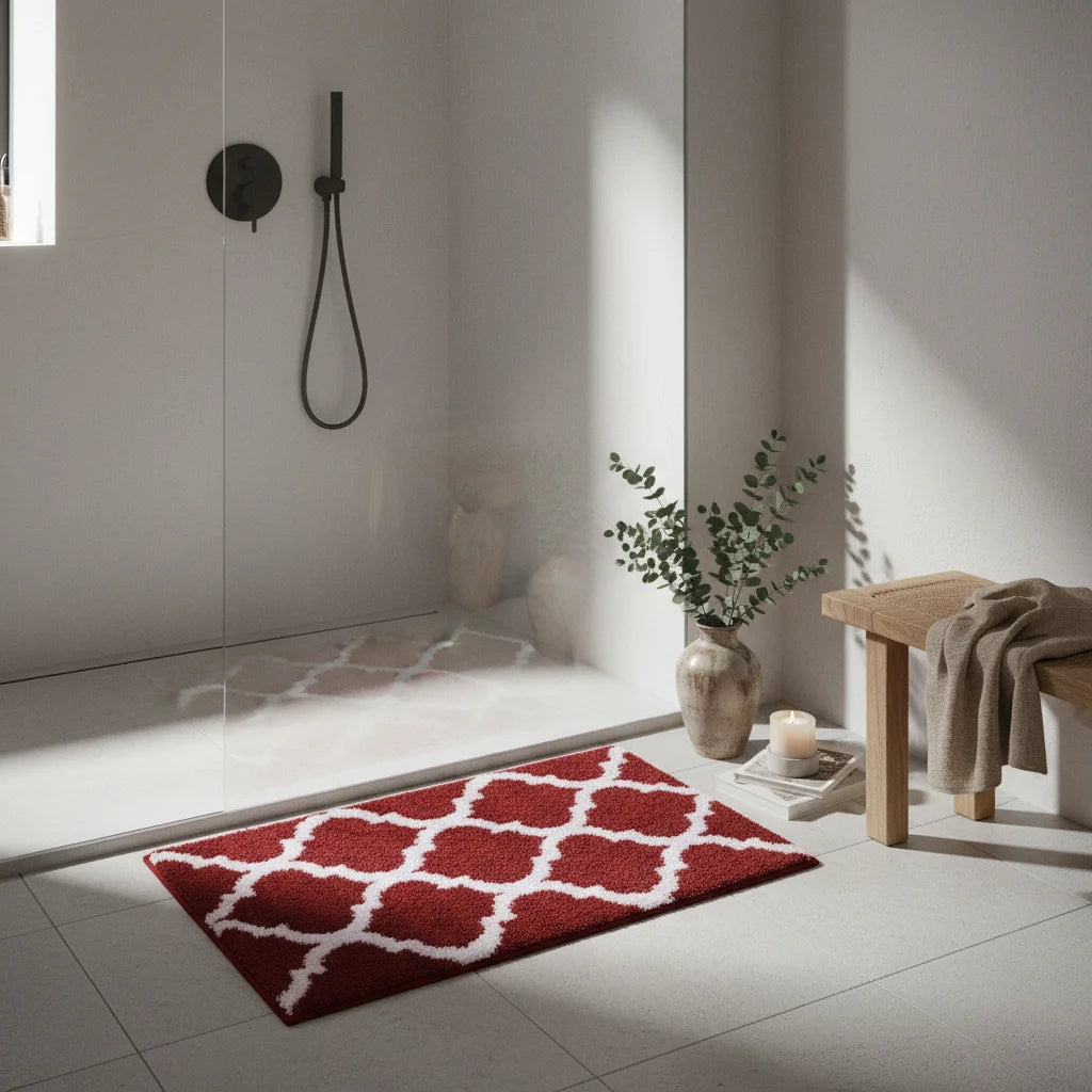 Tapis de Bain Berbère Rouge Profond