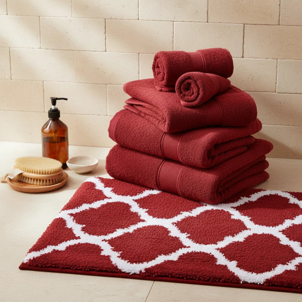 Tapis de Bain Berbère Rouge Profond