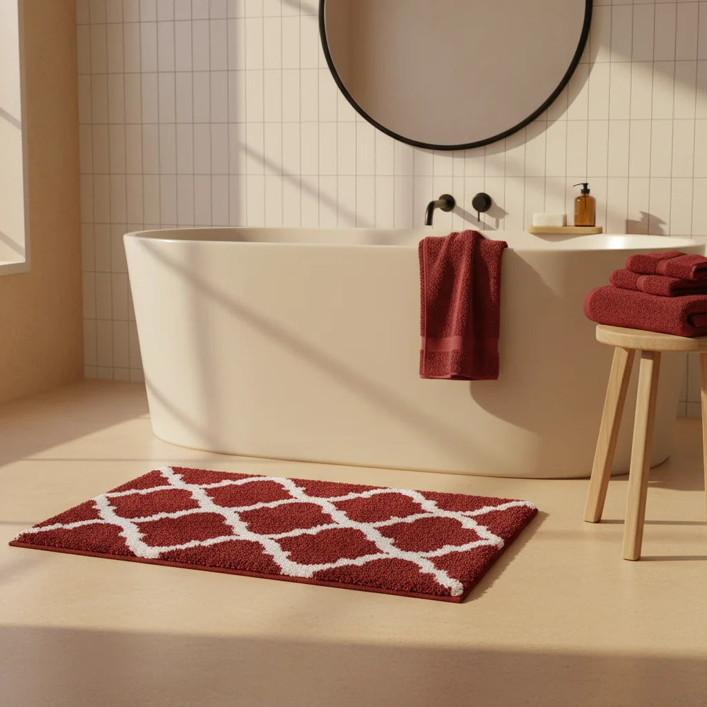 Tapis de Bain Berbère Rouge Profond