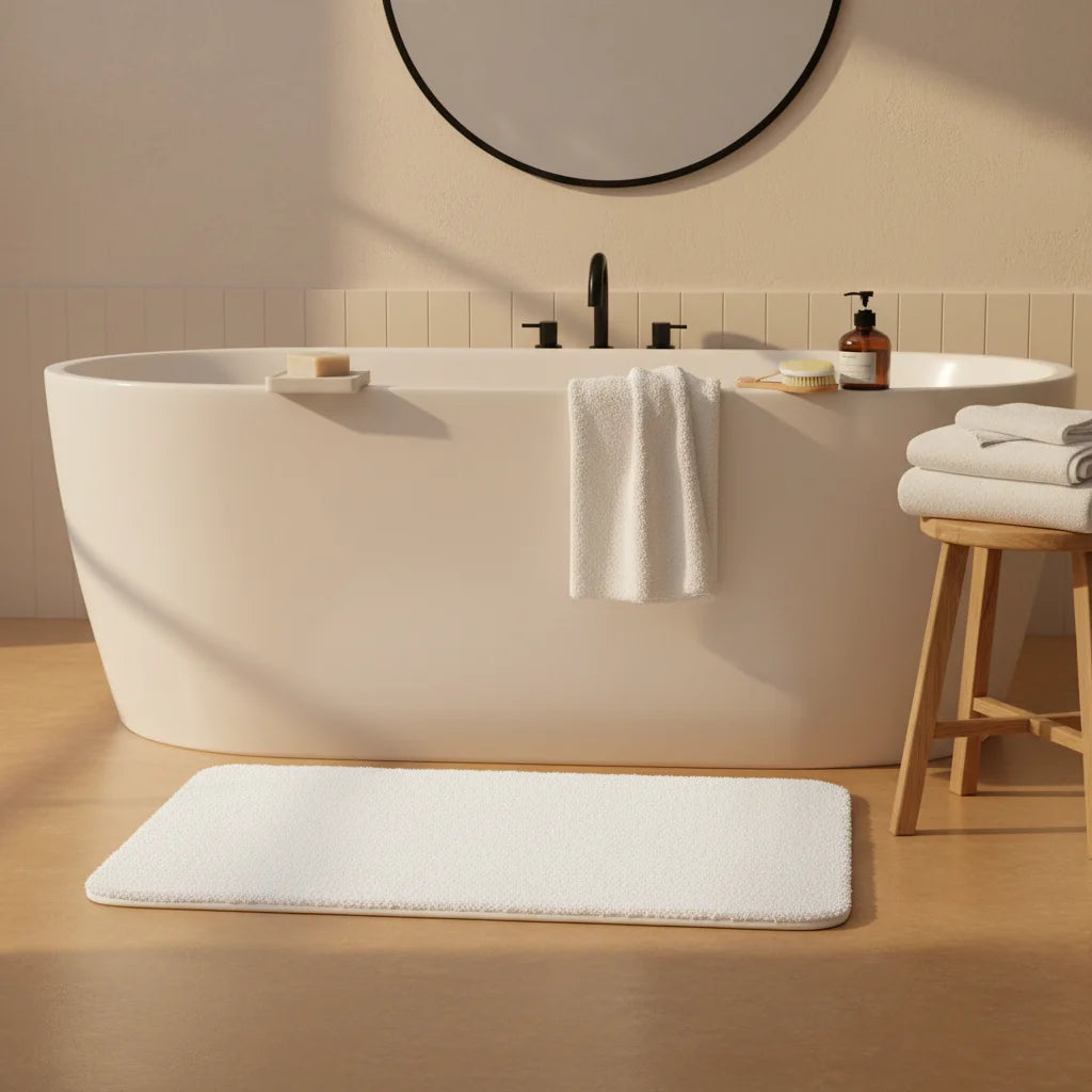 Tapis de Bain Blanc Épais 80x120cm