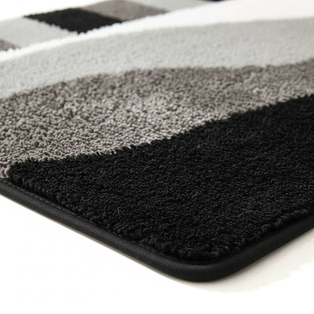 Tapis De Bain Blanc Gris Et Noir geomgrey