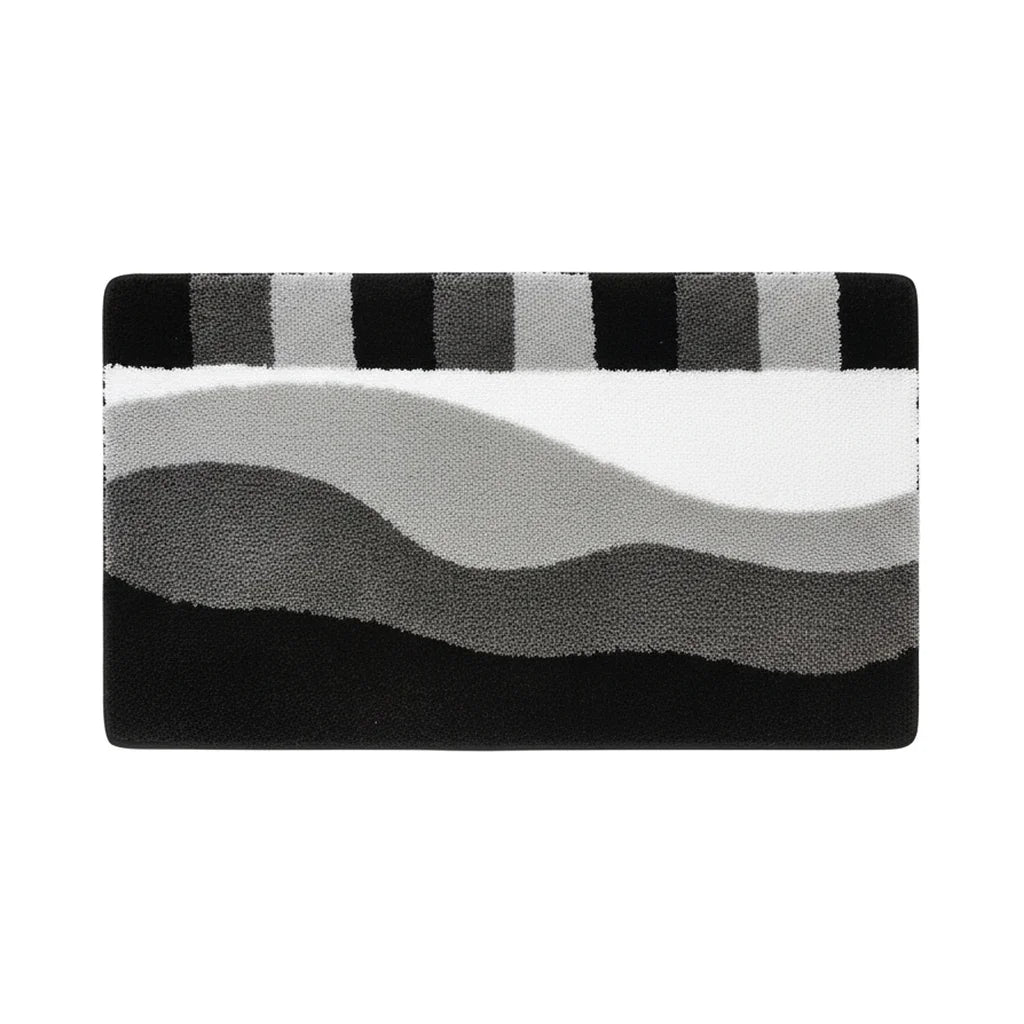 Tapis De Bain Blanc Gris Et Noir geomgrey