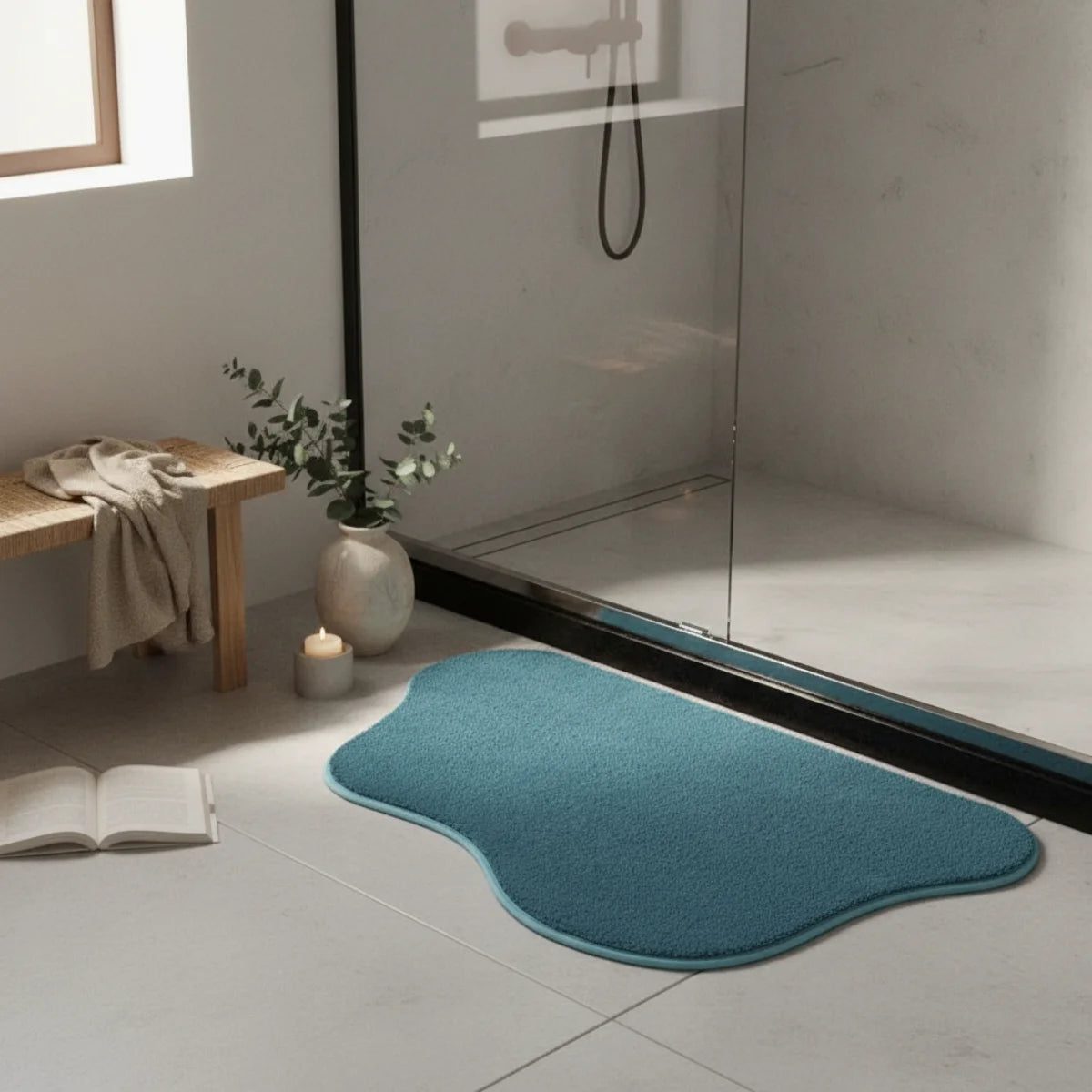 Tapis De Bain Bleu Paon
