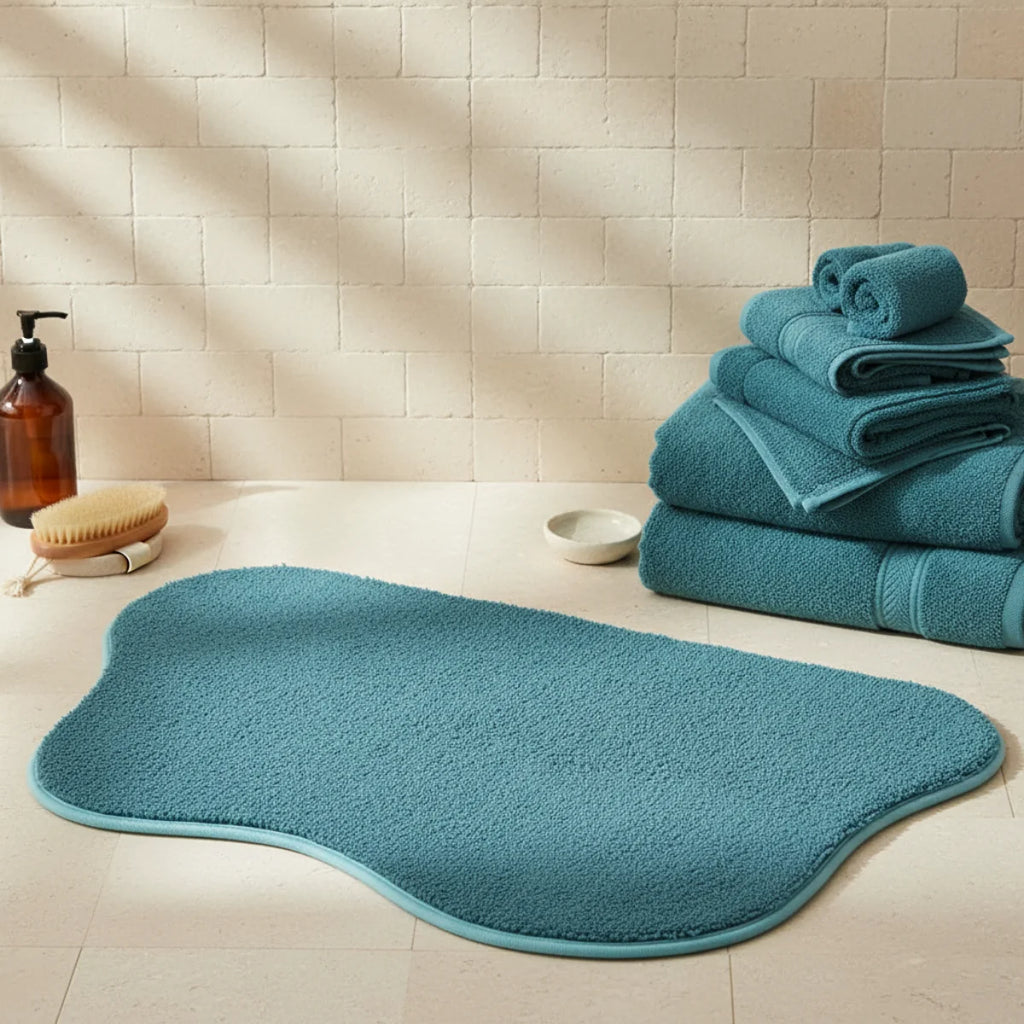 Tapis De Bain Bleu Paon