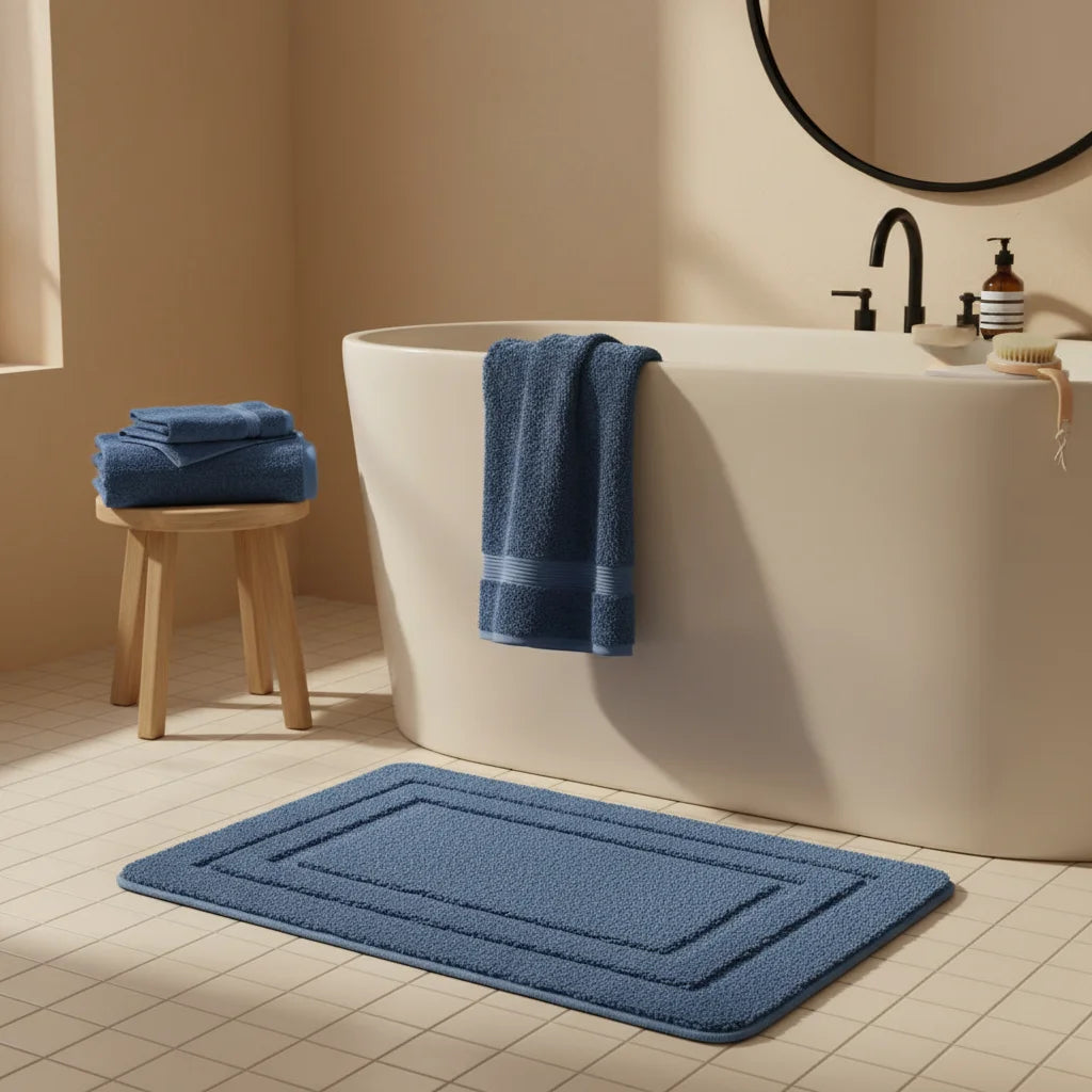 Tapis De Bain Bleu Pétrole