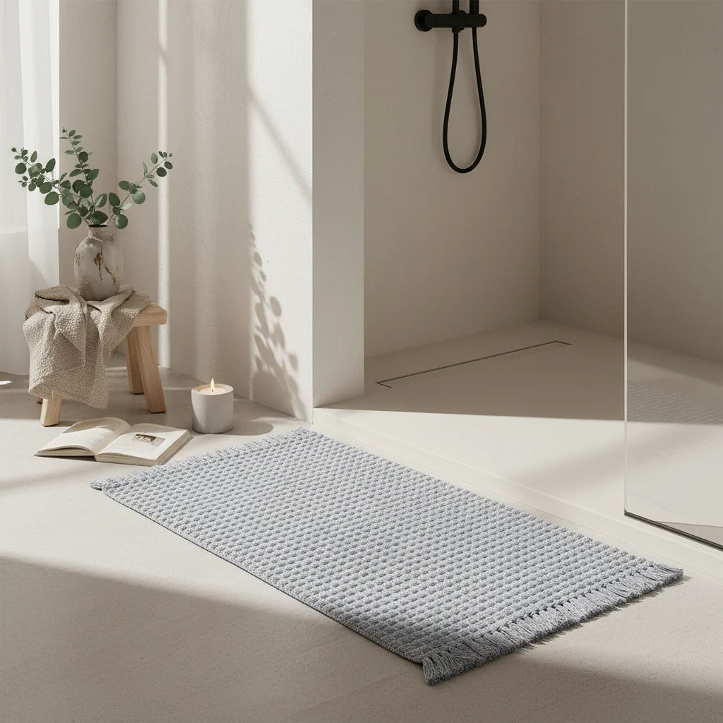 Tapis de Bain Bohème Gris Perle