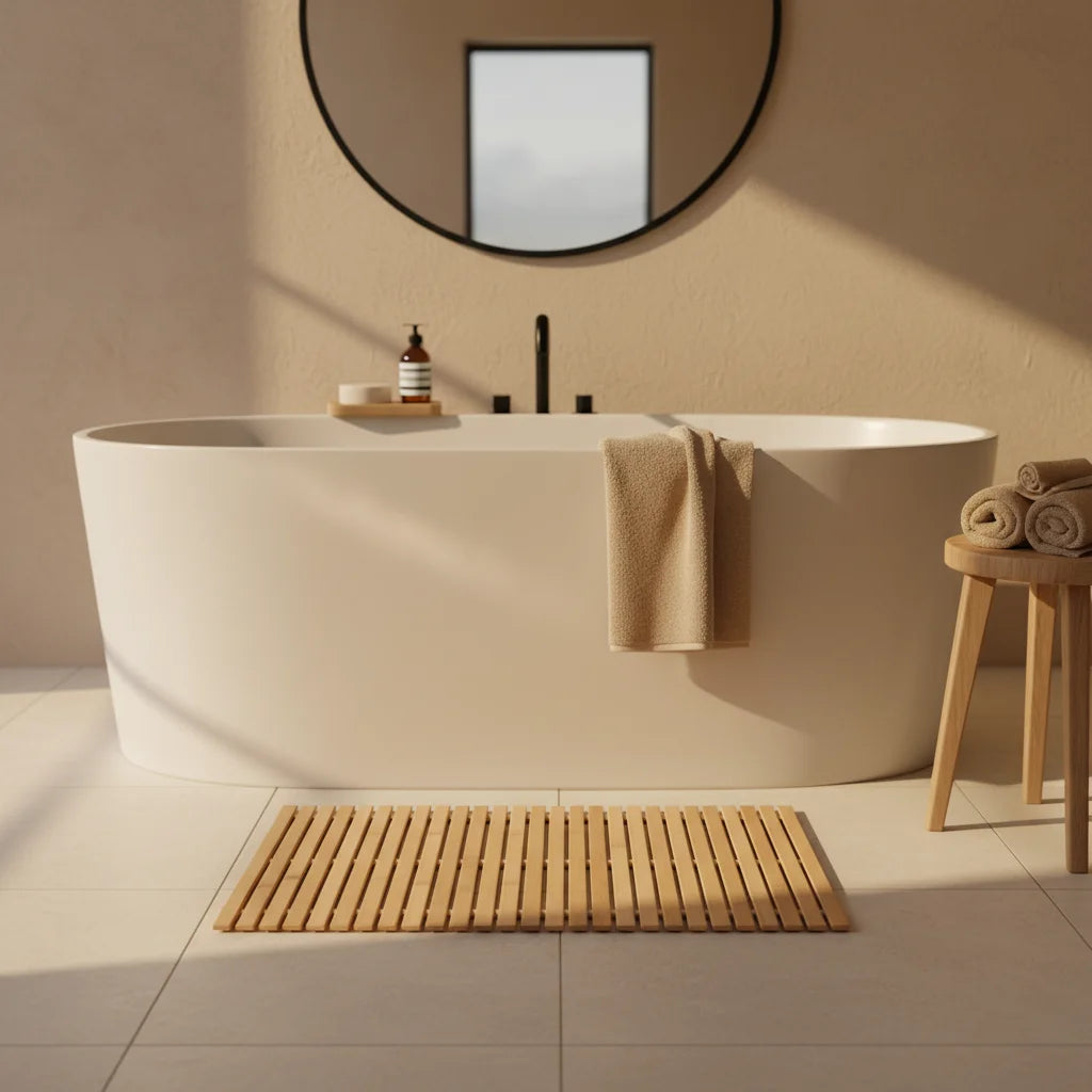 Tapis De Bain Bois Bambou