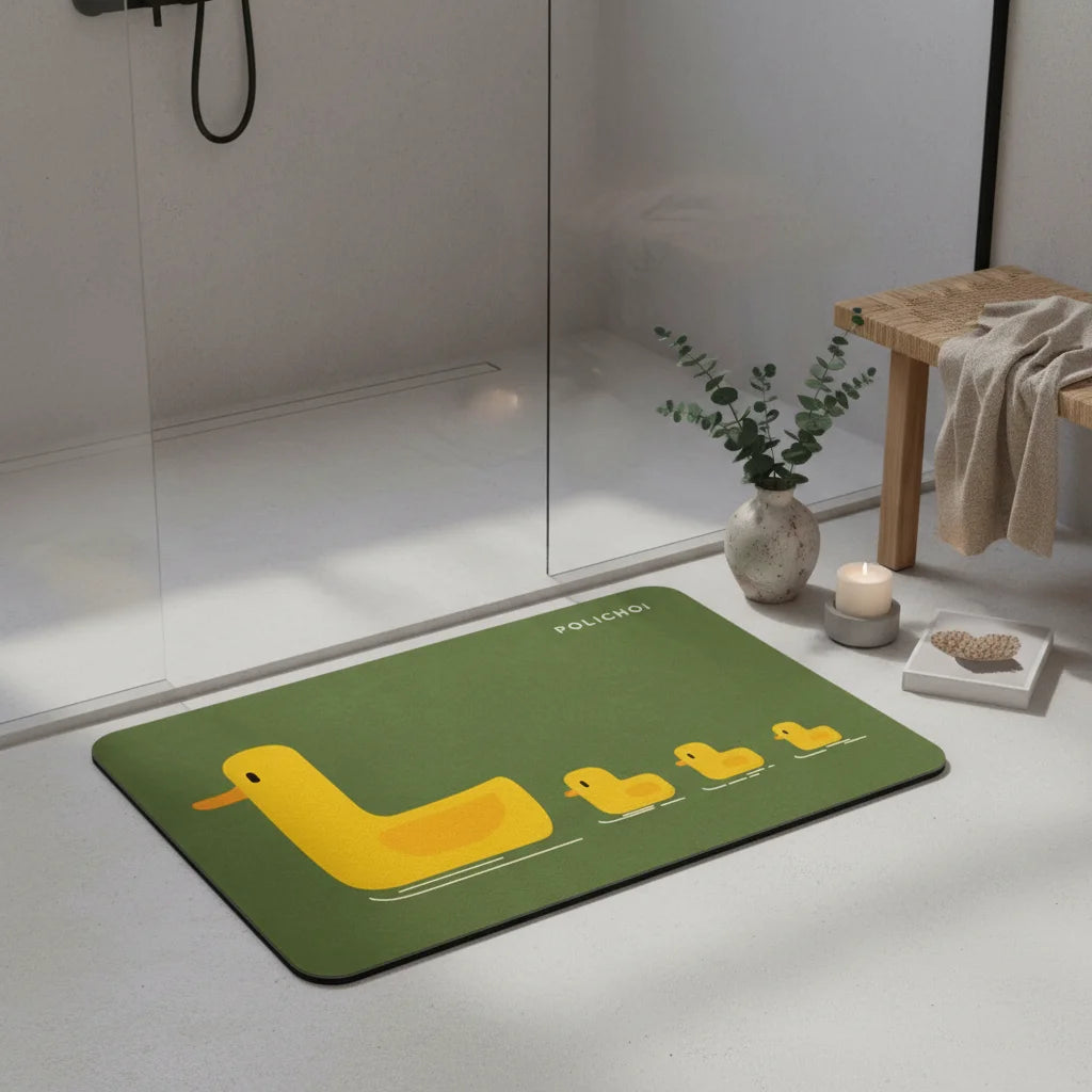 Tapis de Bain Canard Canards Kaki