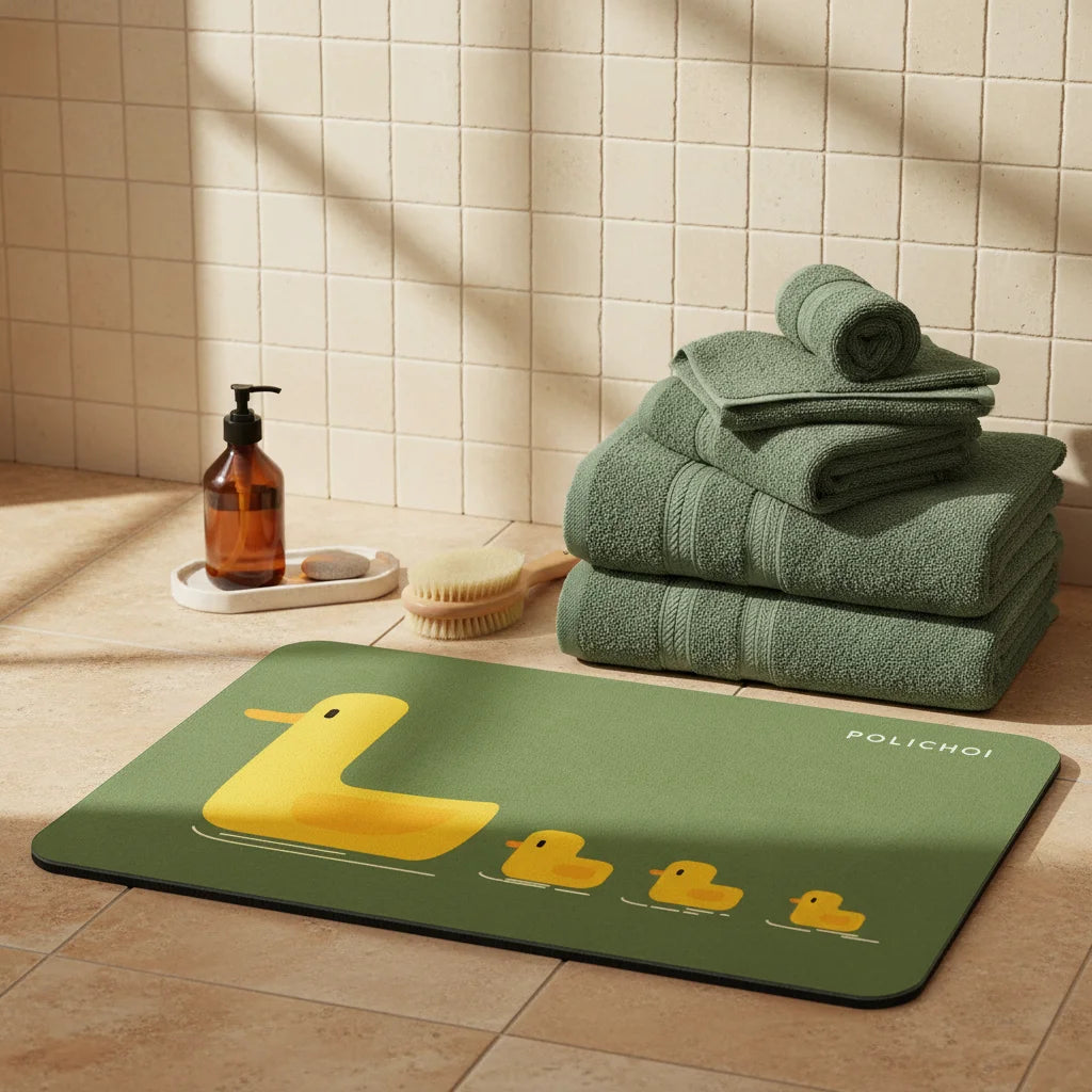 Tapis de Bain Canard Canards Kaki