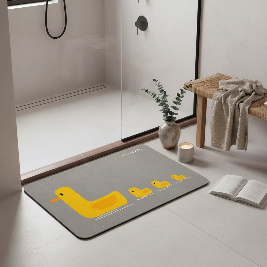 Tapis de Bain Canard Canards Gris