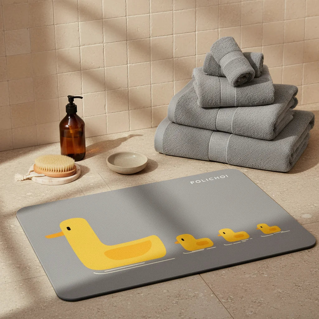 Tapis de Bain Canard Canards Gris