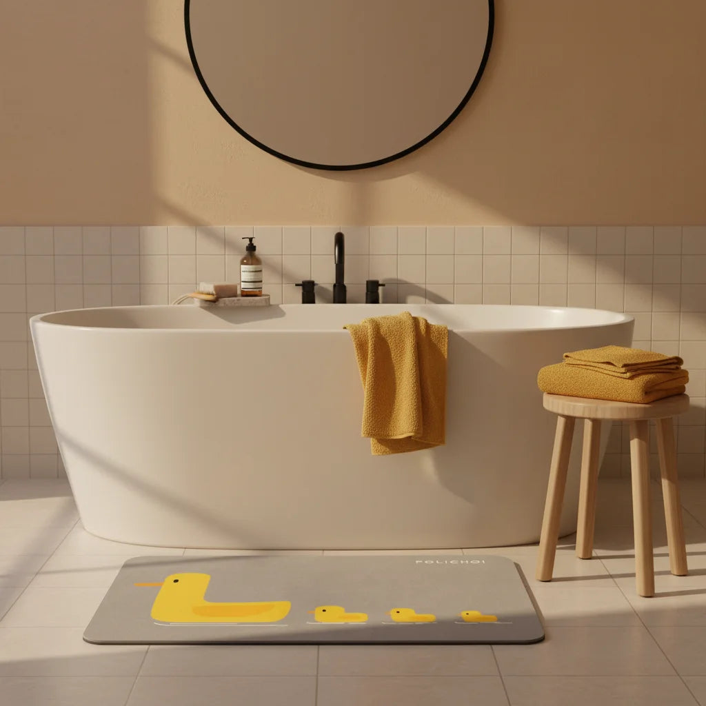 Tapis de Bain Canard Canards Gris