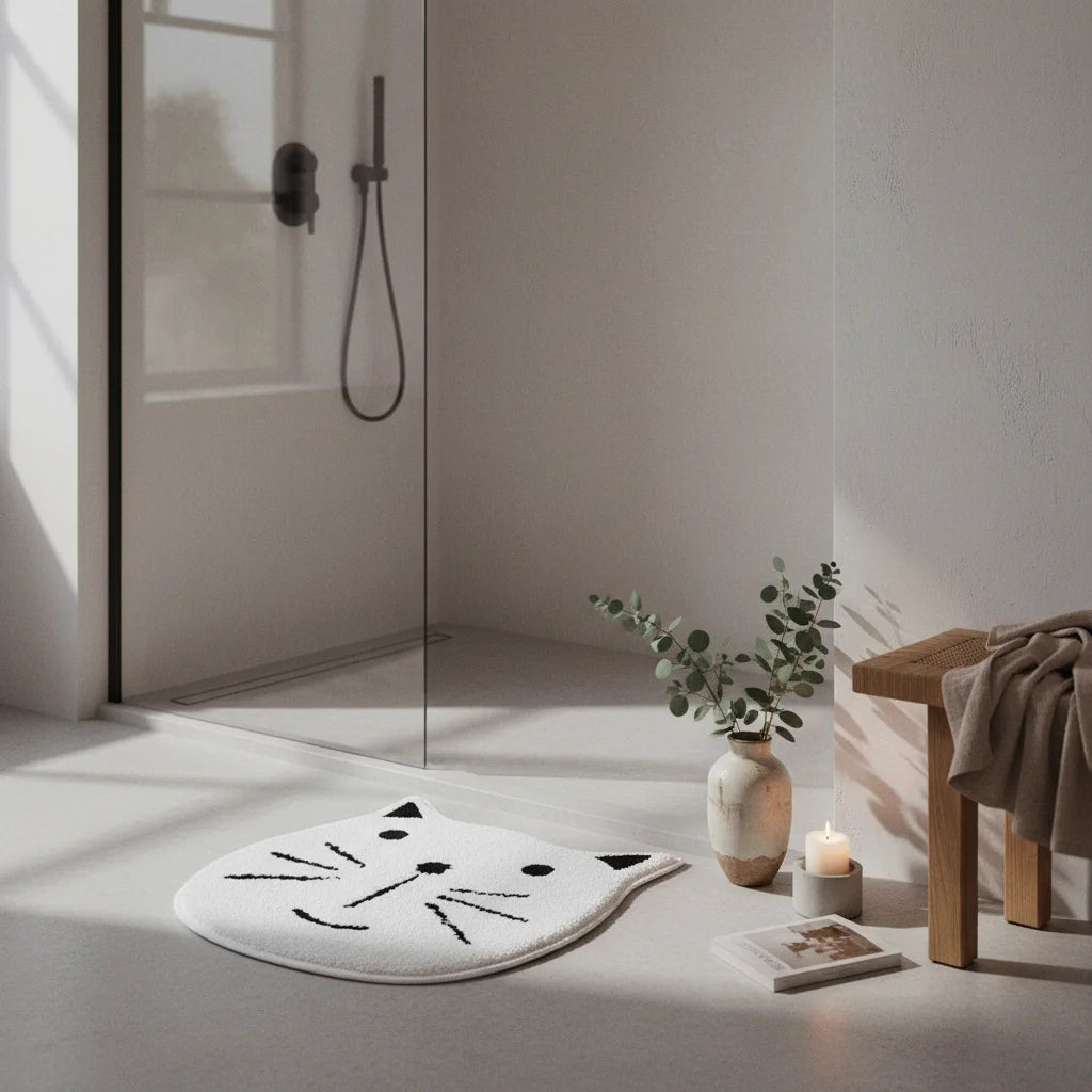 Tapis de Bain Chat Chat Blanc