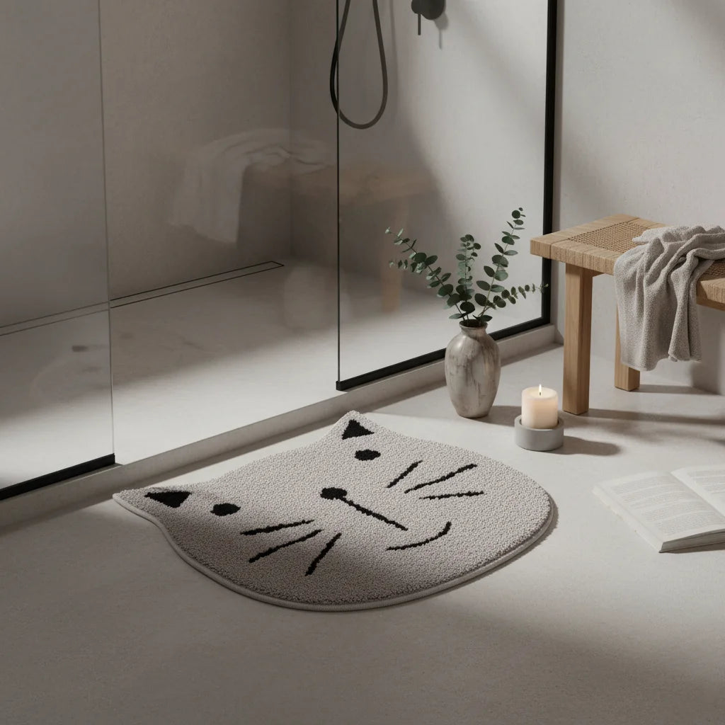 Tapis de Bain Chat Chat Gris