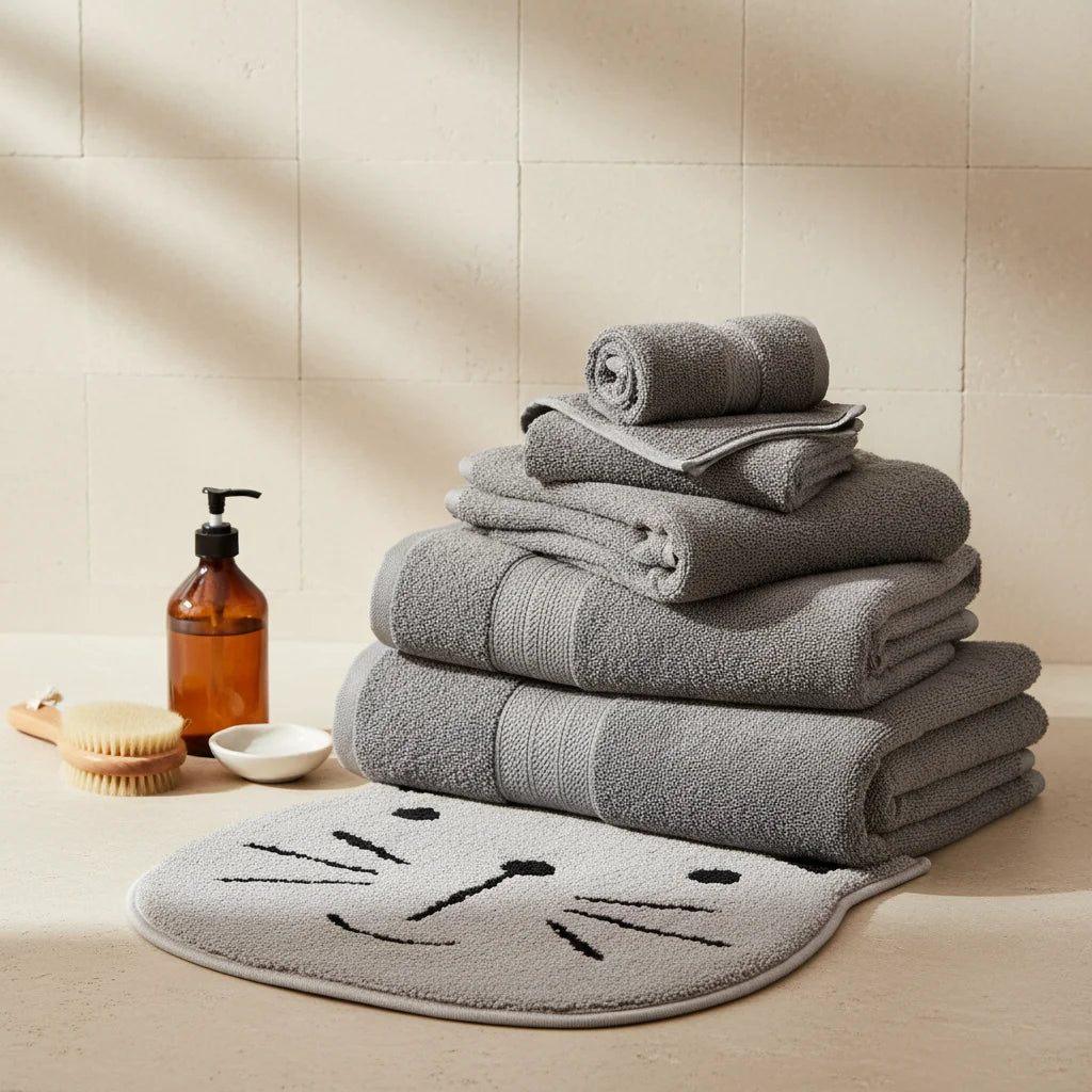 Tapis de Bain Chat Chat Gris