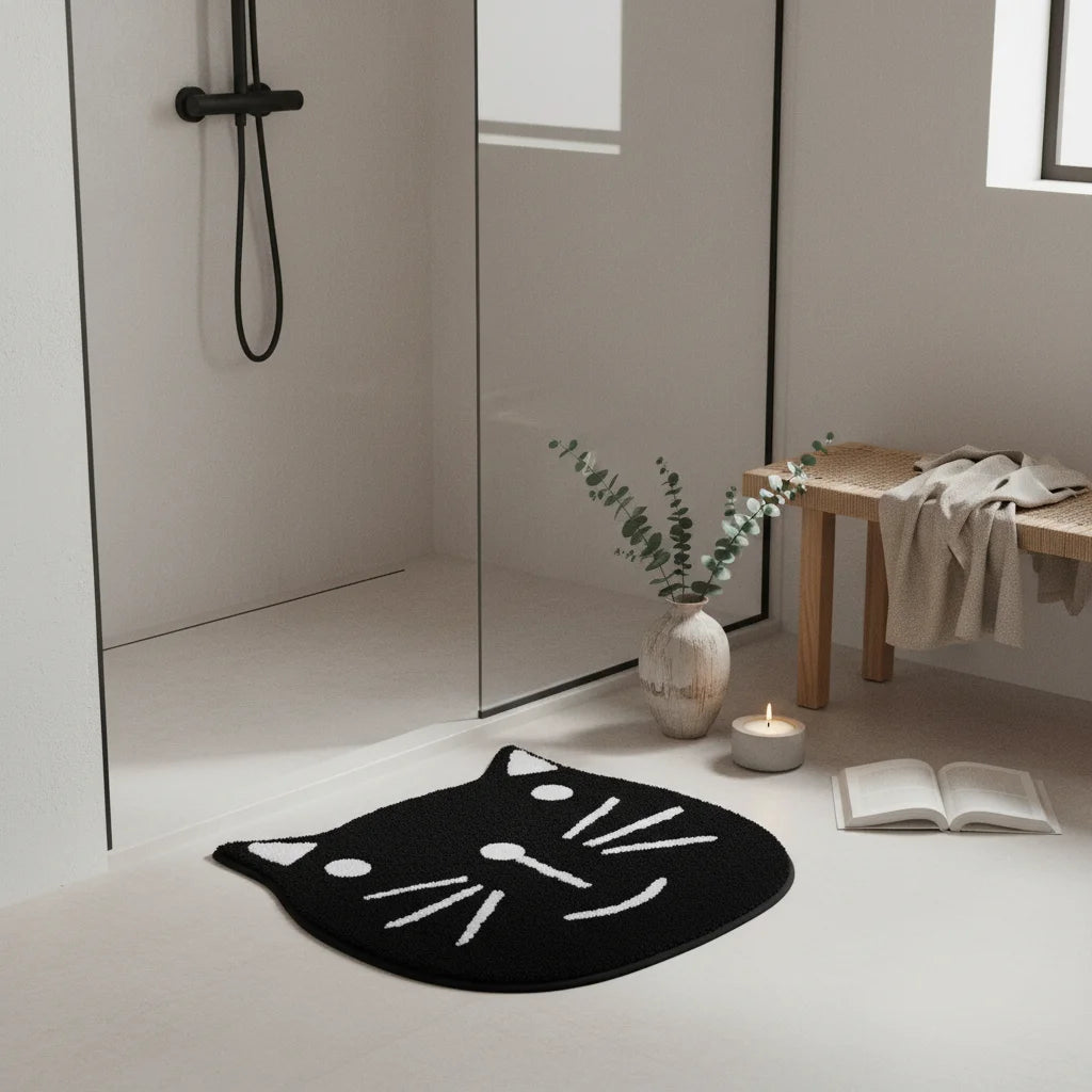 Tapis de Bain Chat Chat Noir