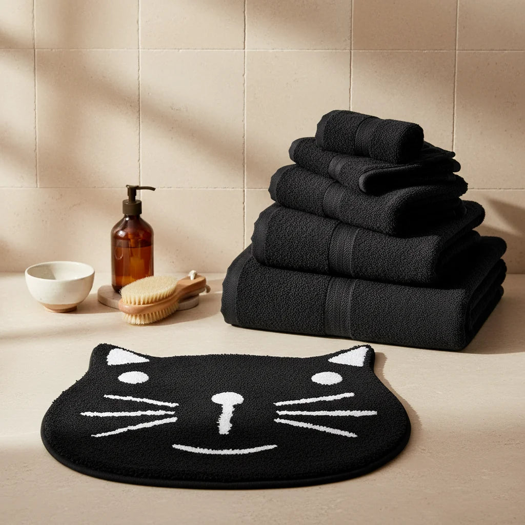 Tapis de Bain Chat Chat Noir