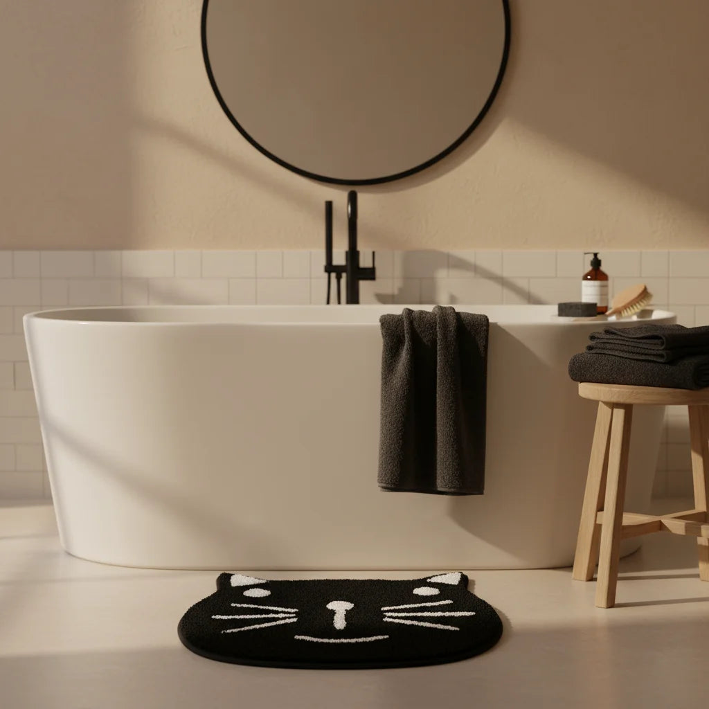 Tapis de Bain Chat Chat Noir
