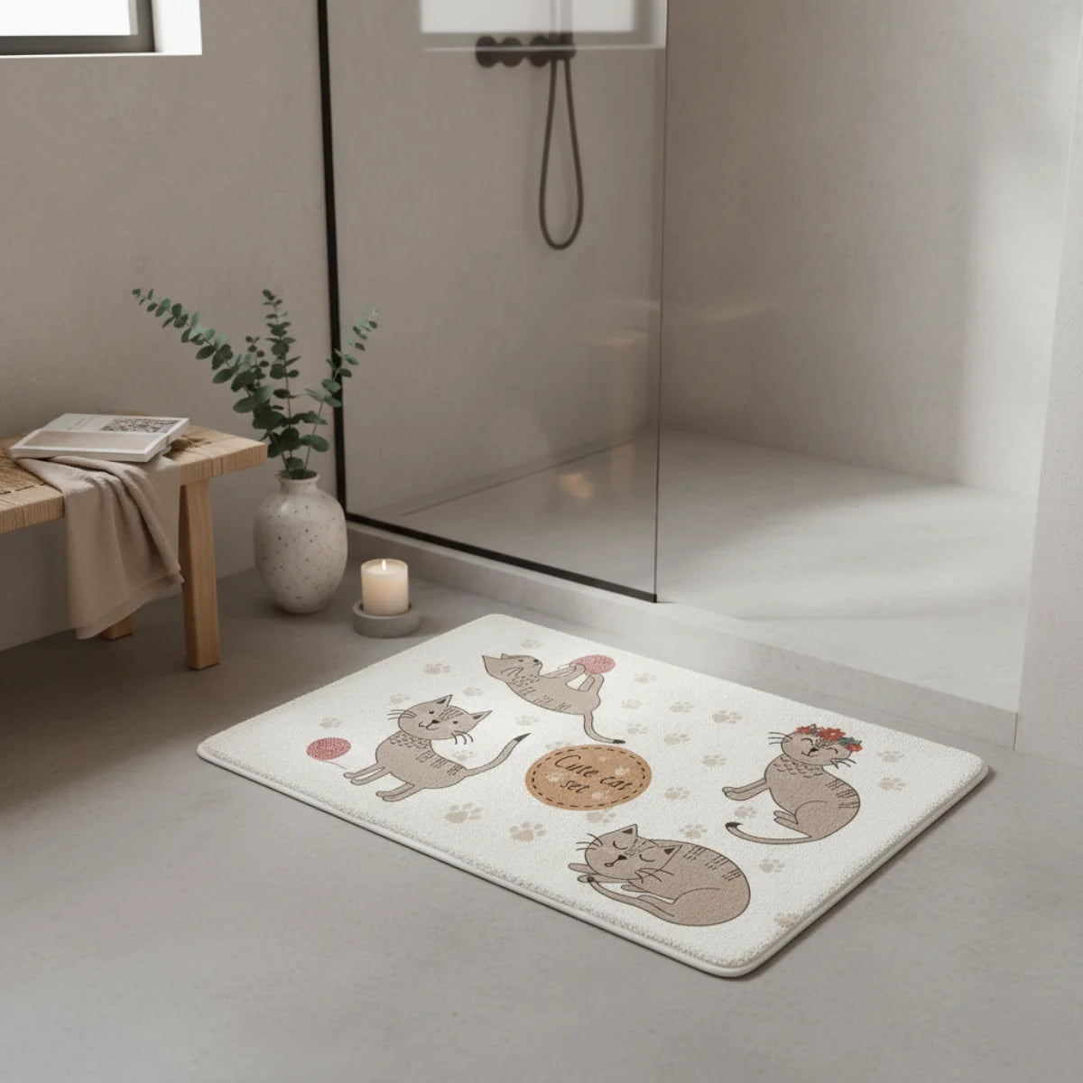 Tapis de Bain Chat Gris