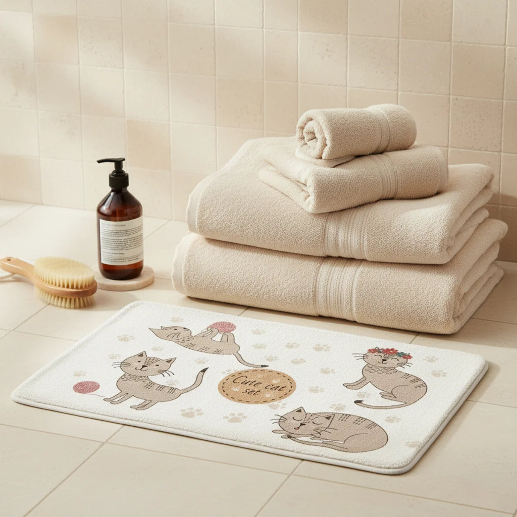 Tapis de Bain Chat Gris