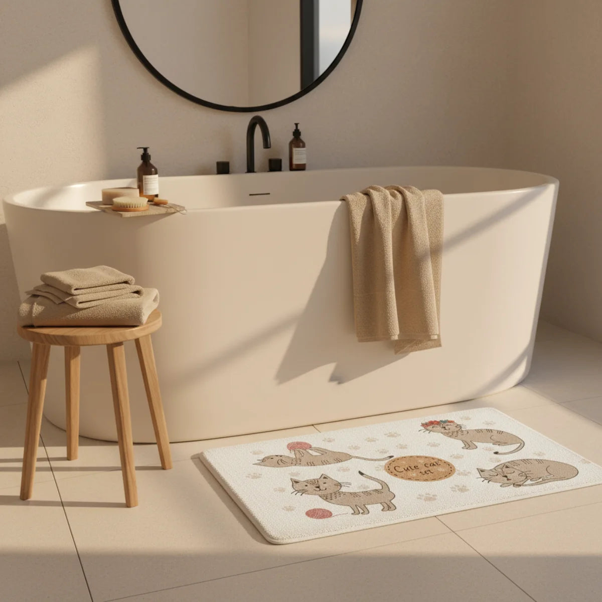 Tapis de Bain Chat Gris