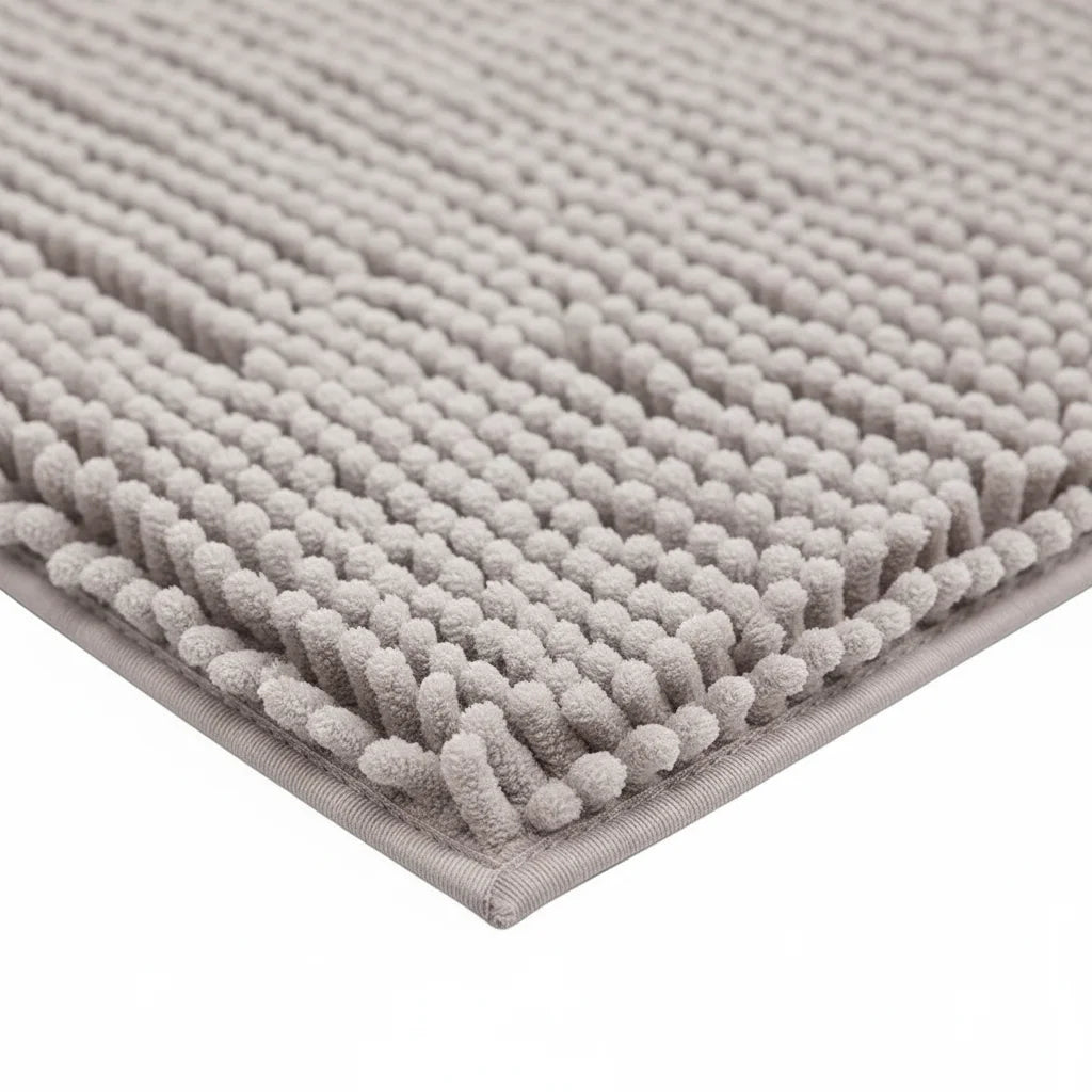 Tapis De Bain Chenille 60x90CM Gris Naturel