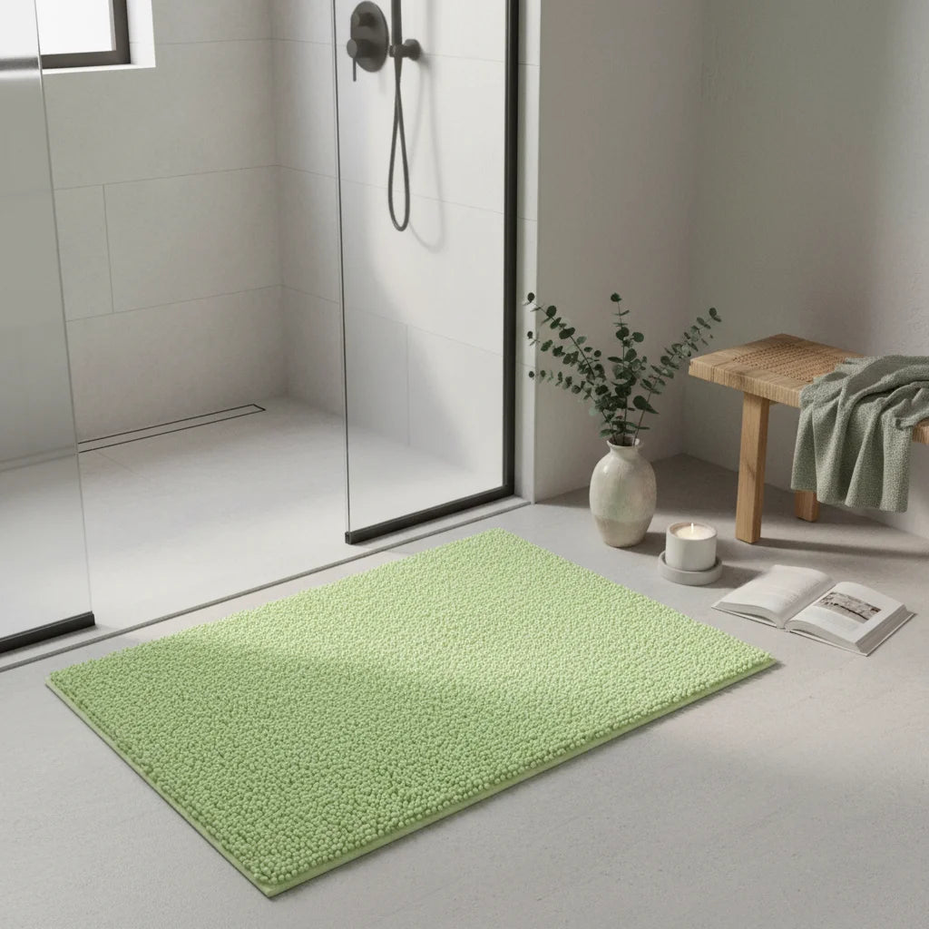 Tapis De Bain Chenille 60x90CM Vert Anis